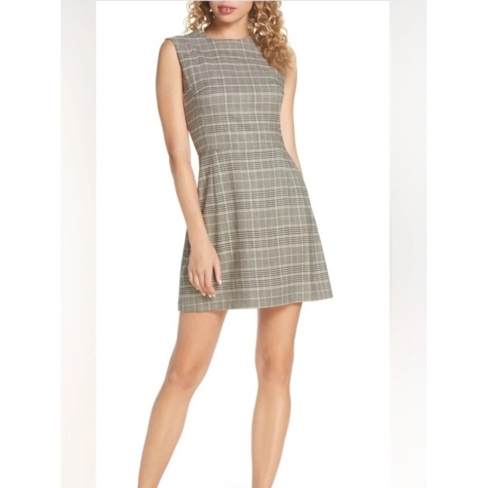 French Connection Amati Check Sundae Dress  Multi Plaid Size 8 dark Academia